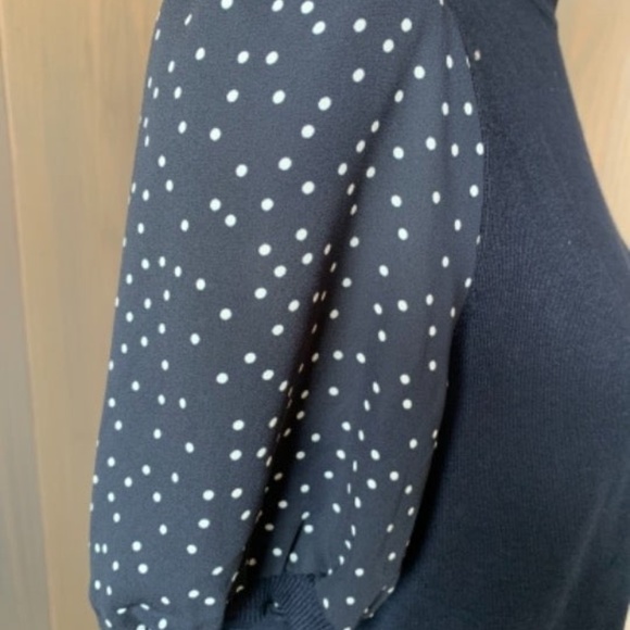 ADRIANNA PAPELL Navy Knit Puff Sleeve *NWT* - Picture 4 of 8